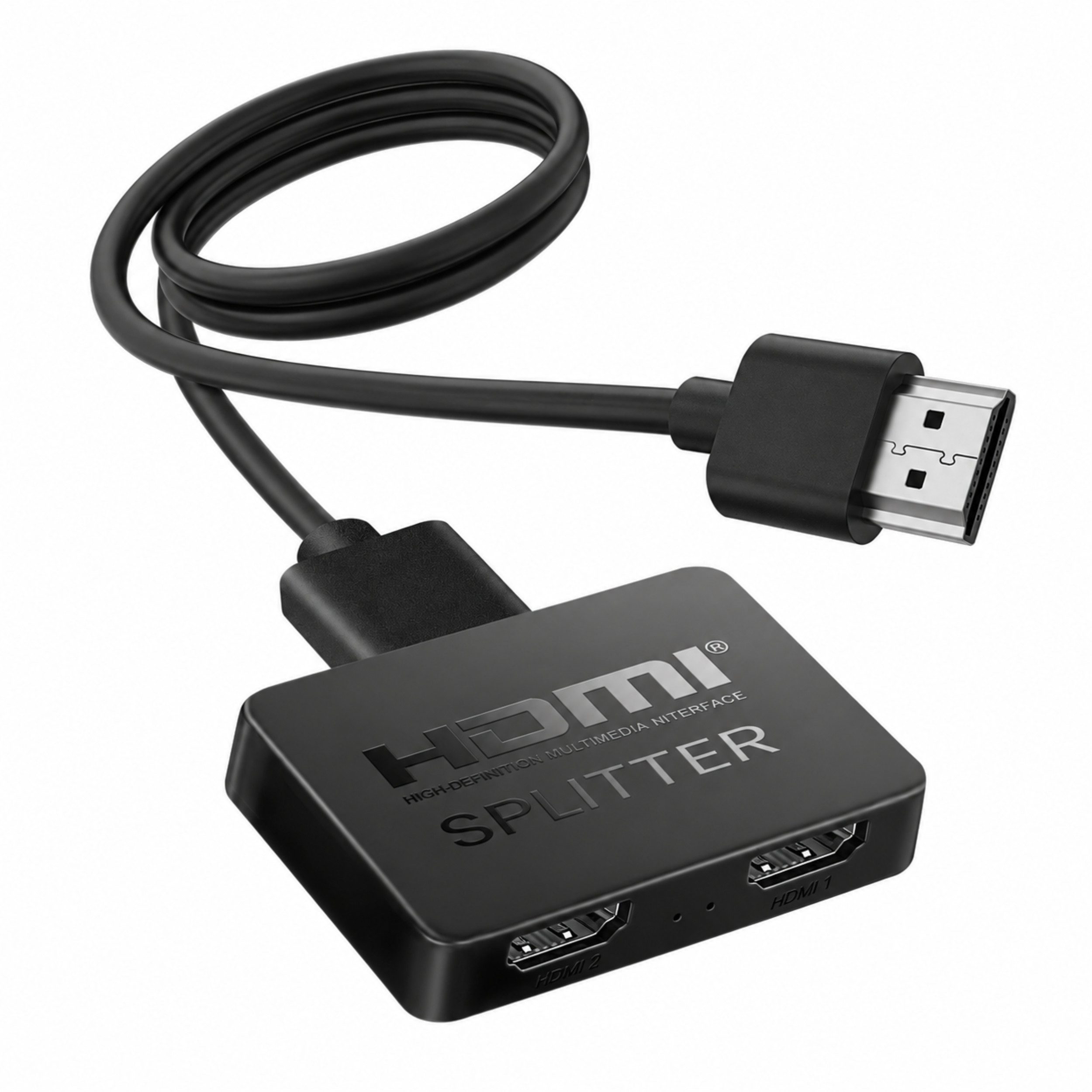 PlugUp HDMI-Splitter HDMI-Splitter 1 In 2 Out 4K HDMI 1.4 Verteiler für TV, Laptop & Beamer, 4HDMI 1.4 Splitter, 1 Eingang -> 2 Ausgänge, Bild- & Audioübertragung