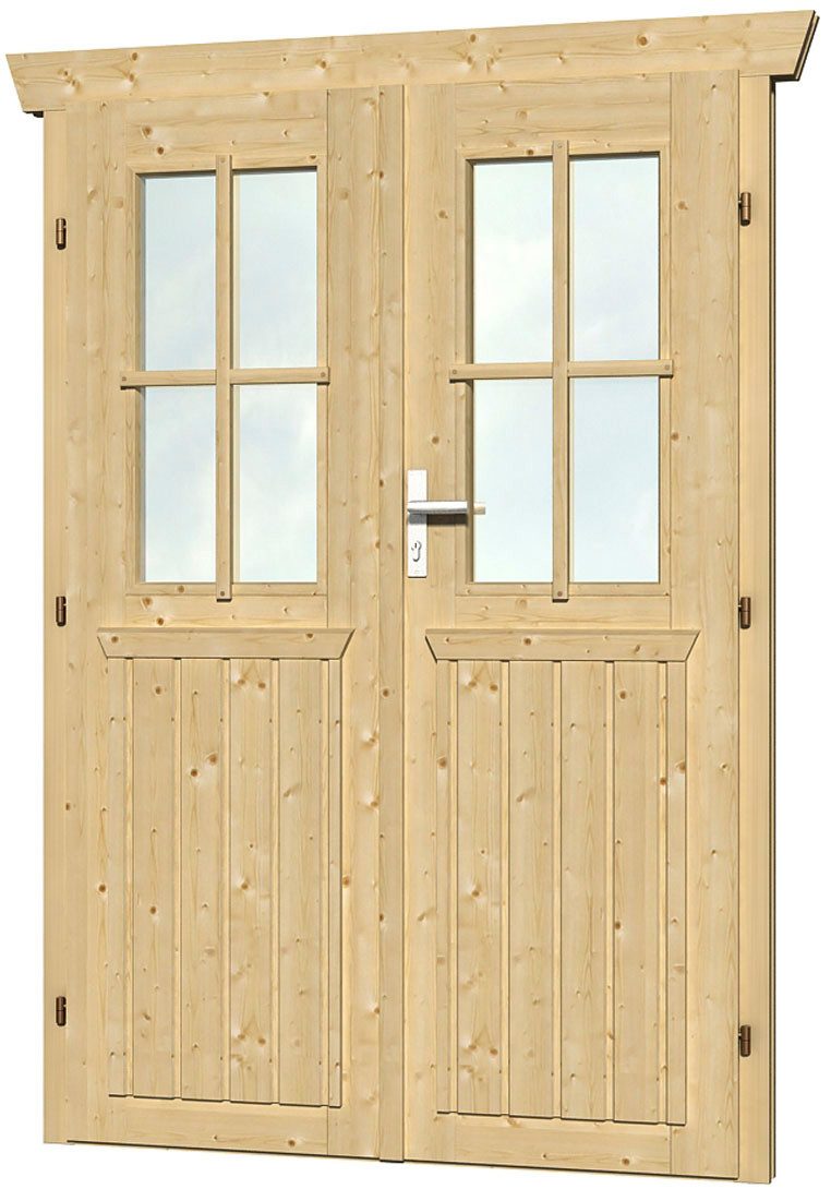 Skanholz Doppelflügeltür, 117,5 x 179,5 cm, halbverglast