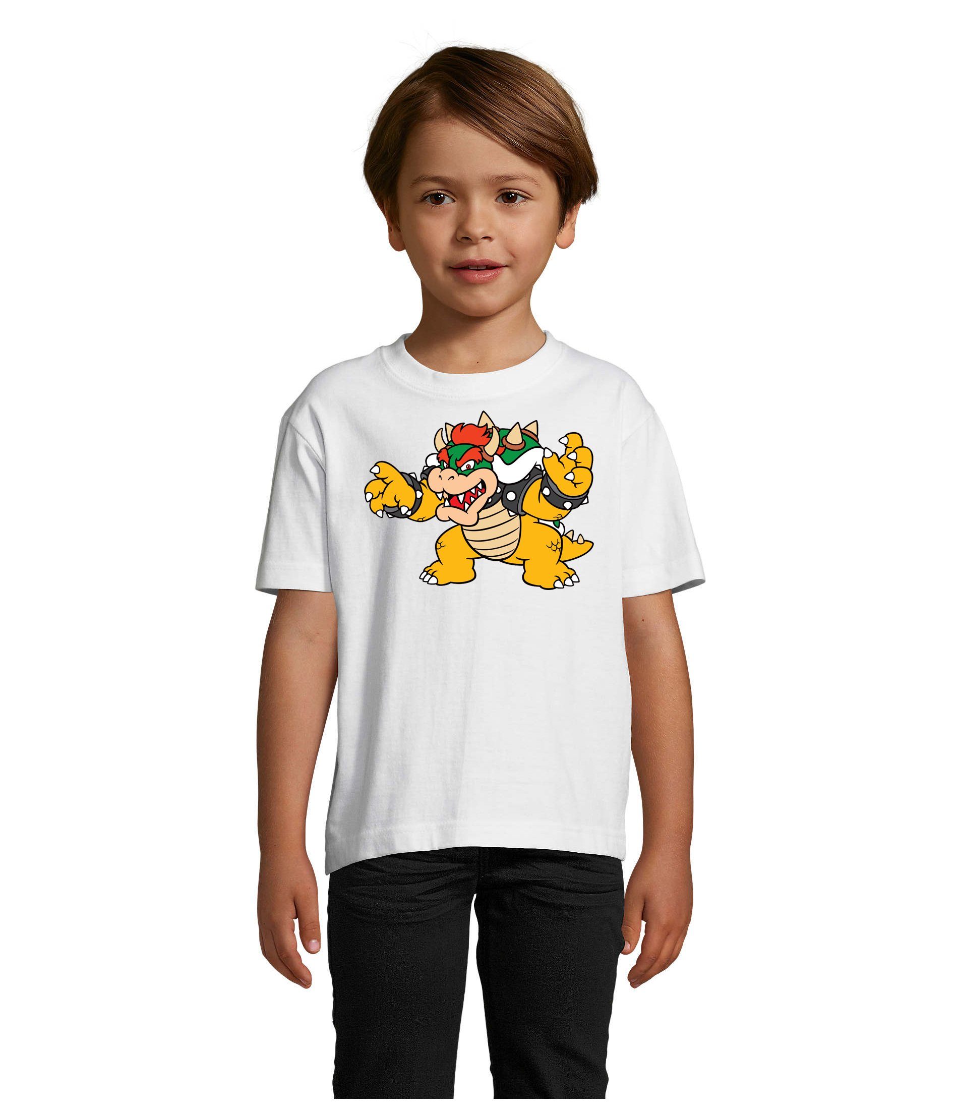 Blondie & Brownie T-Shirt Kinder Bowser Nintendo Mario Yoshi Luigi Game Gamer Konsole Weiss