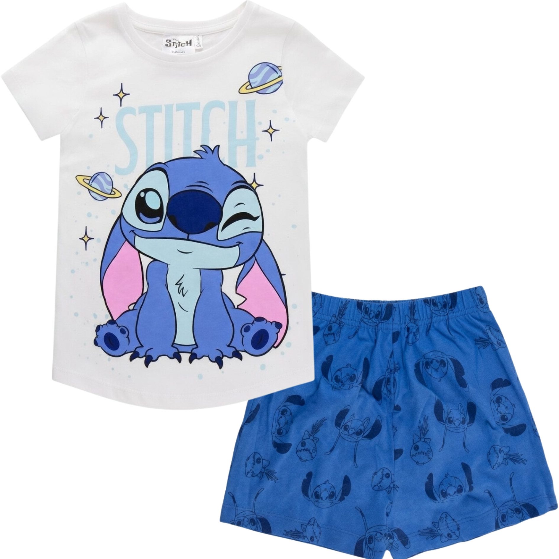 Lilo & Stitch T-Shirt & Shorts Stitch Mädchen Pyjama kurzarm, Baumwolle, bequem, Sommer, Gr. 116-152