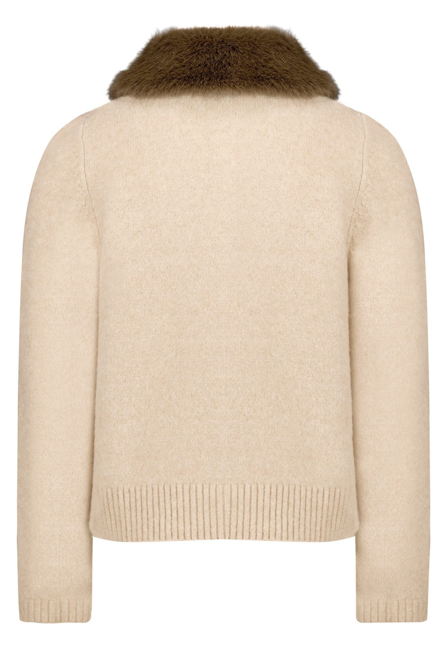 Zero Strickjacke Damen mit Kunstfellkragen (1-tlg) Material