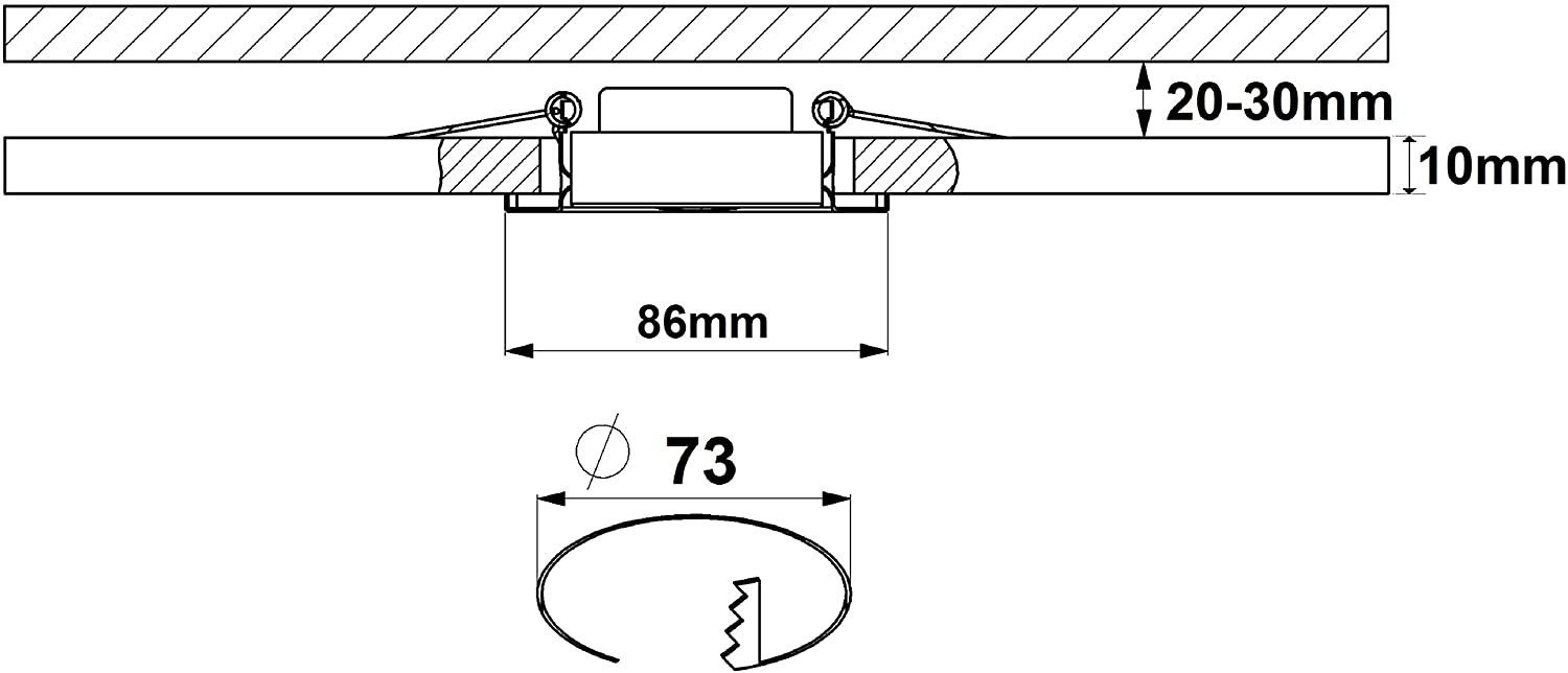 TRANGO LED Einbaustrahler, 6729IP-062MOSD 6er Set IP44 LED Badeinbaustrahler aus Edelstahl gebürstet in Rund incl. 6x Ultra flach 3 Stufen dimmbar LED Modul nur 3cm Einbautiefe für Bad, Außen, Deckenstrahler, Einbauspot