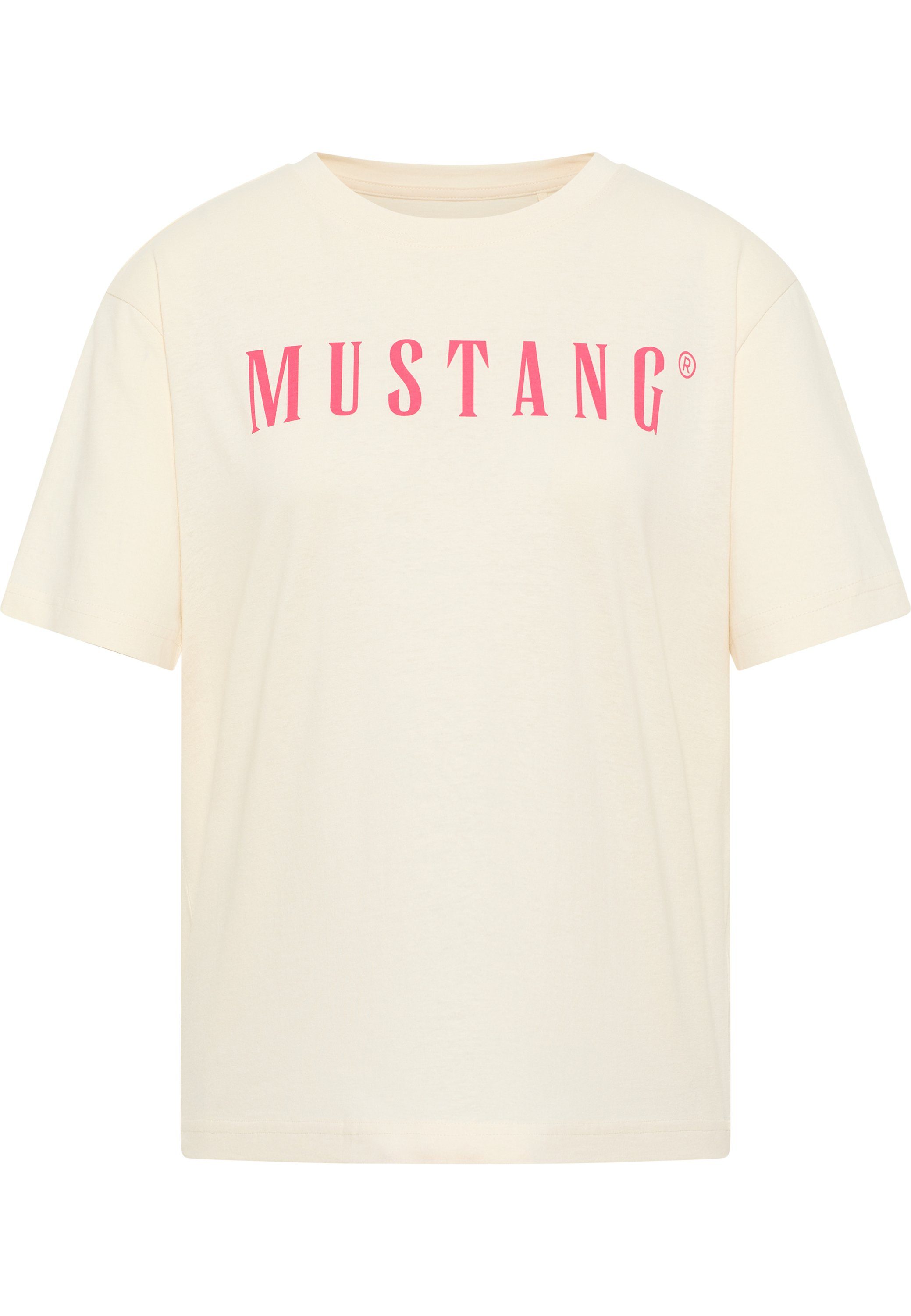 MUSTANG Kurzarmshirt Mustang T-Shirt T-Shirt offwhite | T-Shirts