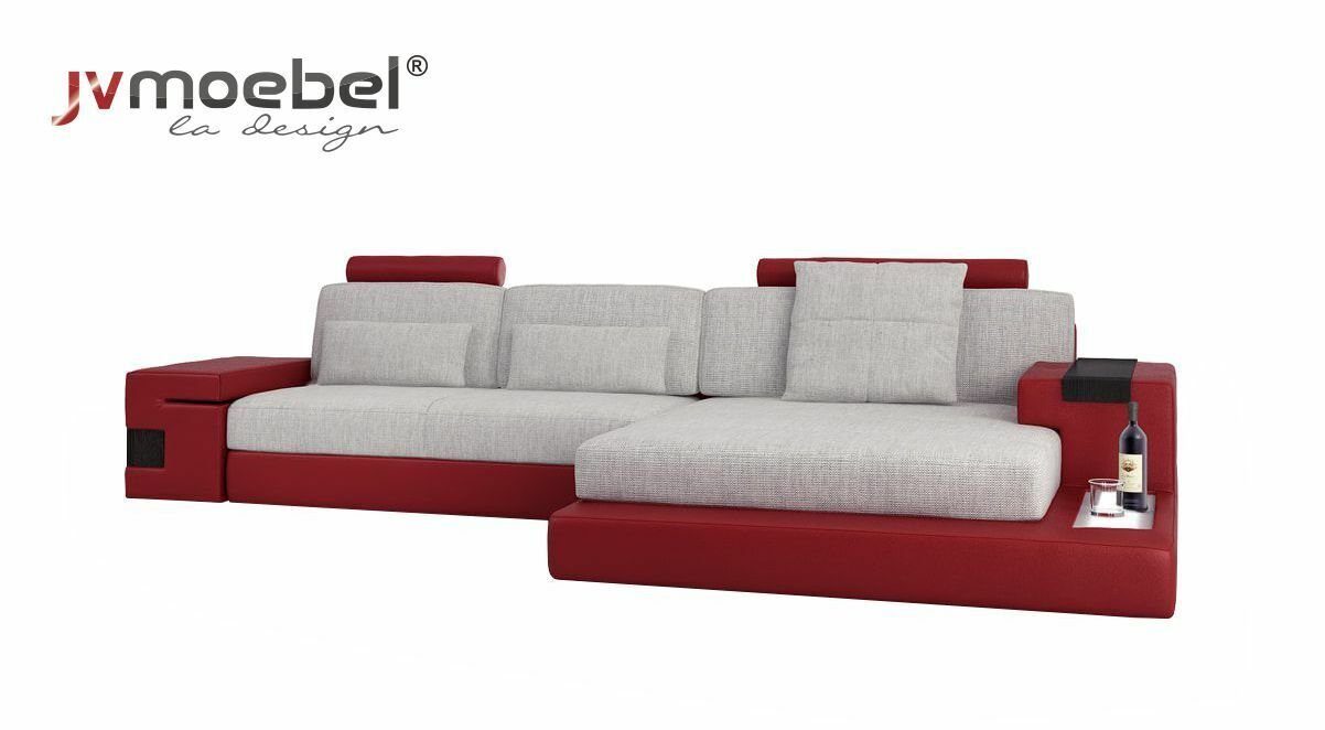 Polster Europe Made Sofa Wohnzimmer in Ecksofa Couch Grau Möbel JVmoebel L-Form Design,