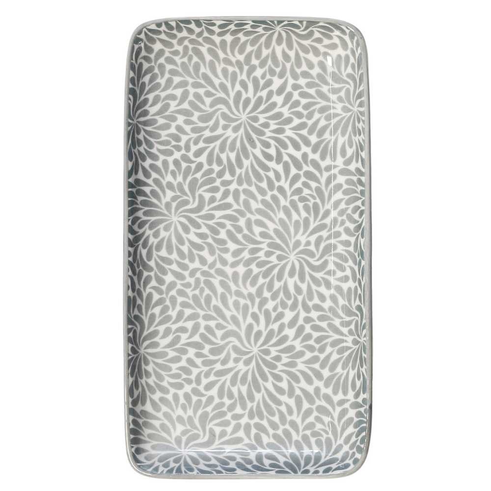 Chic Antique Kuchenteller Chic Antique Tablett Teller ARÉS Weiß Muster Grau 20x11 cm