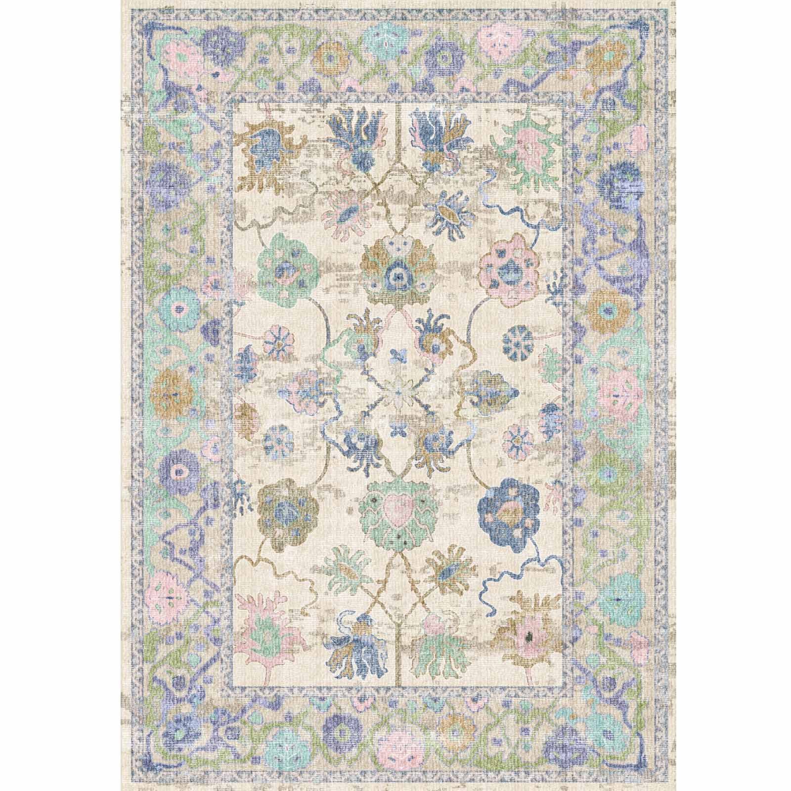 Bamyum Teppich Simay Teppich mit Chenille Druck, Waschbarer Antibakteriell Teppich, Einzelstück