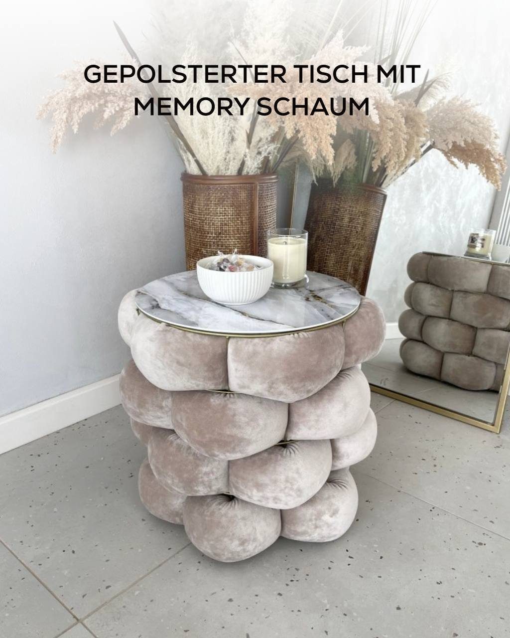 Rosa | STM Marmormuster cm (mit Company Memory Runde Beige Korbfunktion), Tische 40 Schaum Couchtisch Marmor mit