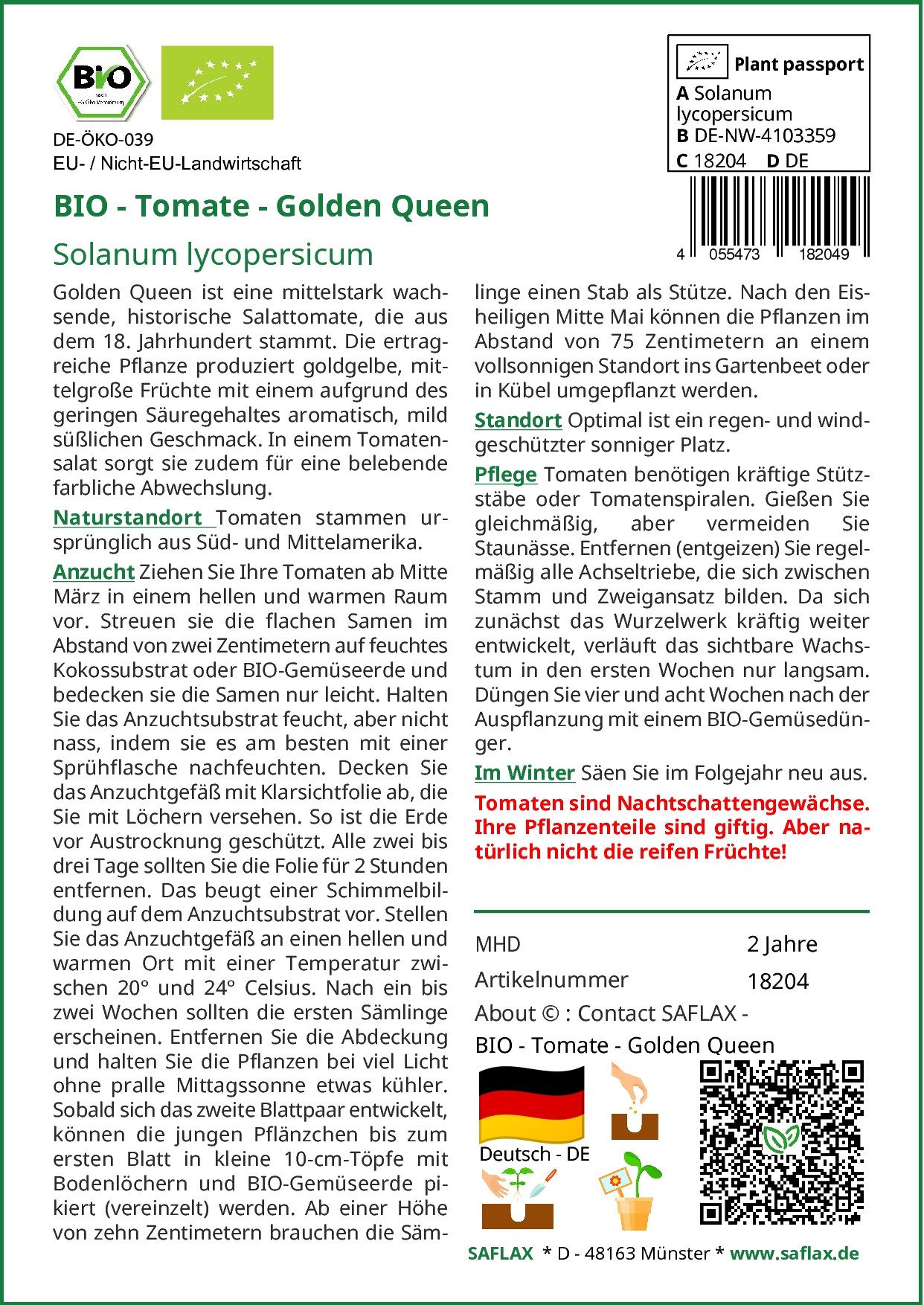 Thumbnail - SAFLAX Gemüsesamen SAFLAX - Samen - BIO - Tomate - Golden Queen
