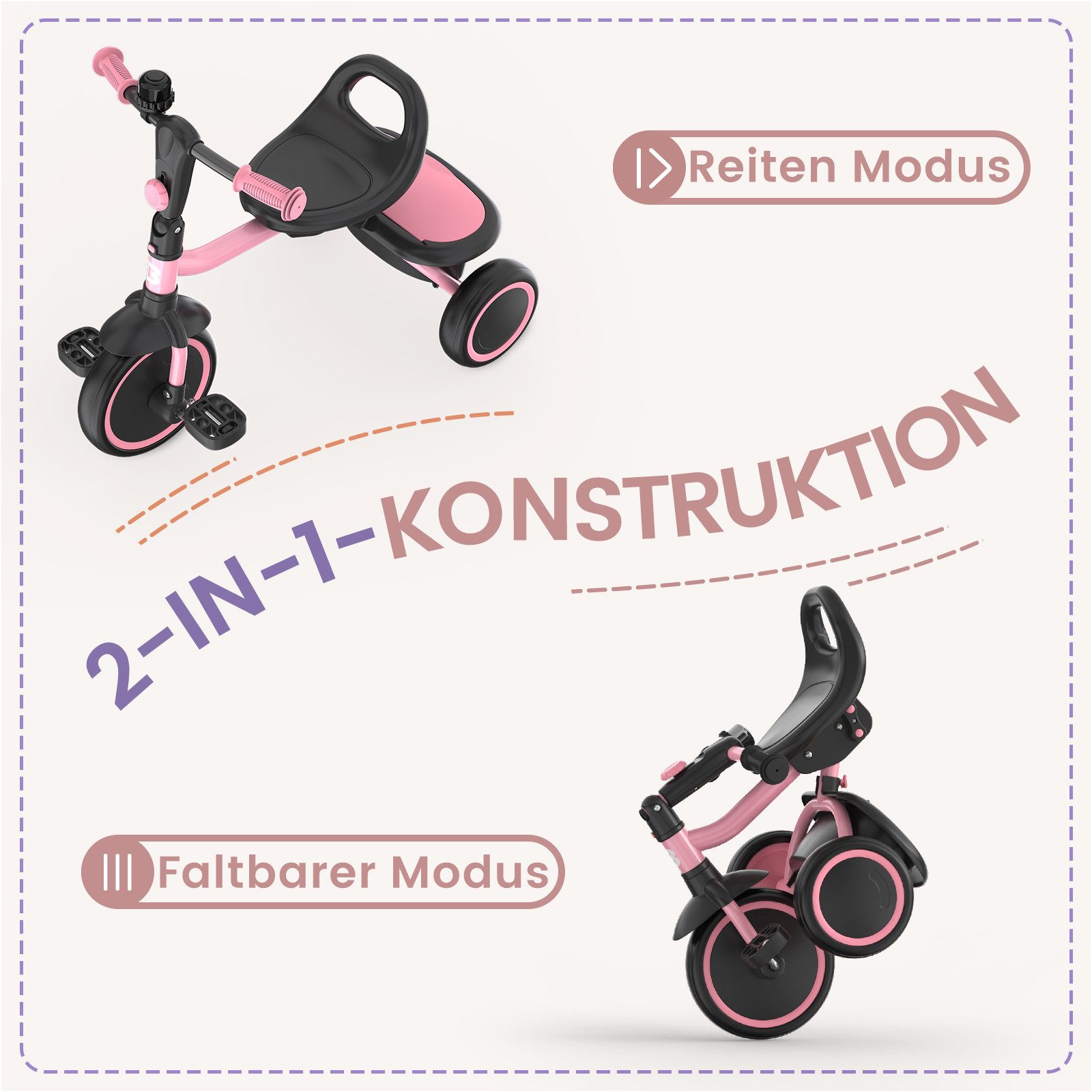 besrey Dreirad Dreirad Kinderdreirad Kinderfahrrad mit Spielkorb, Klingel, günstig online kaufen