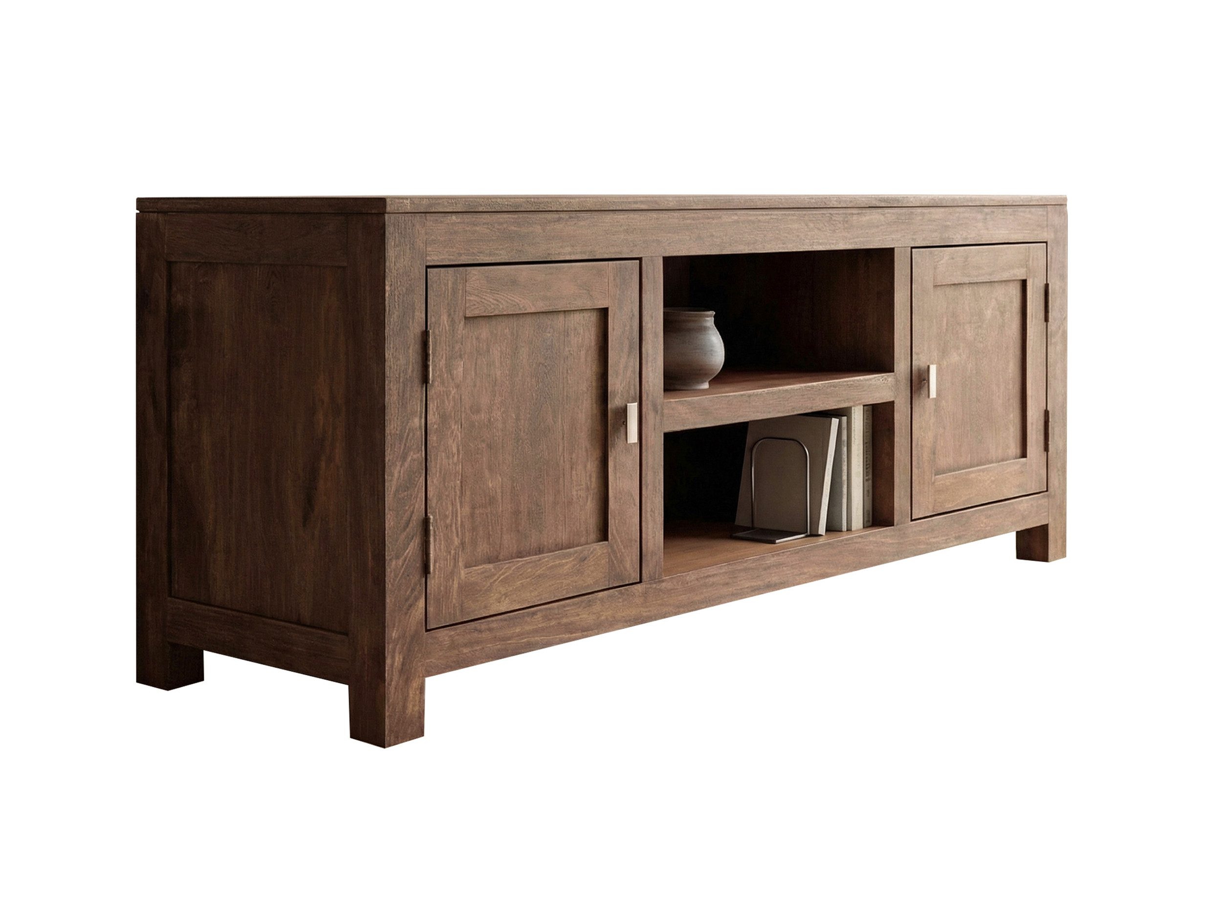 Massivart® Lowboard 145 cm Breite TV-Board Mango Holz gebeizt »MANGALA«, Massivholz · montiert · 2 Gerätefächer · Wohnzimmer