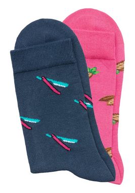 John Devin Socken (2-Paar) mit bunten eingestrickten Motiven