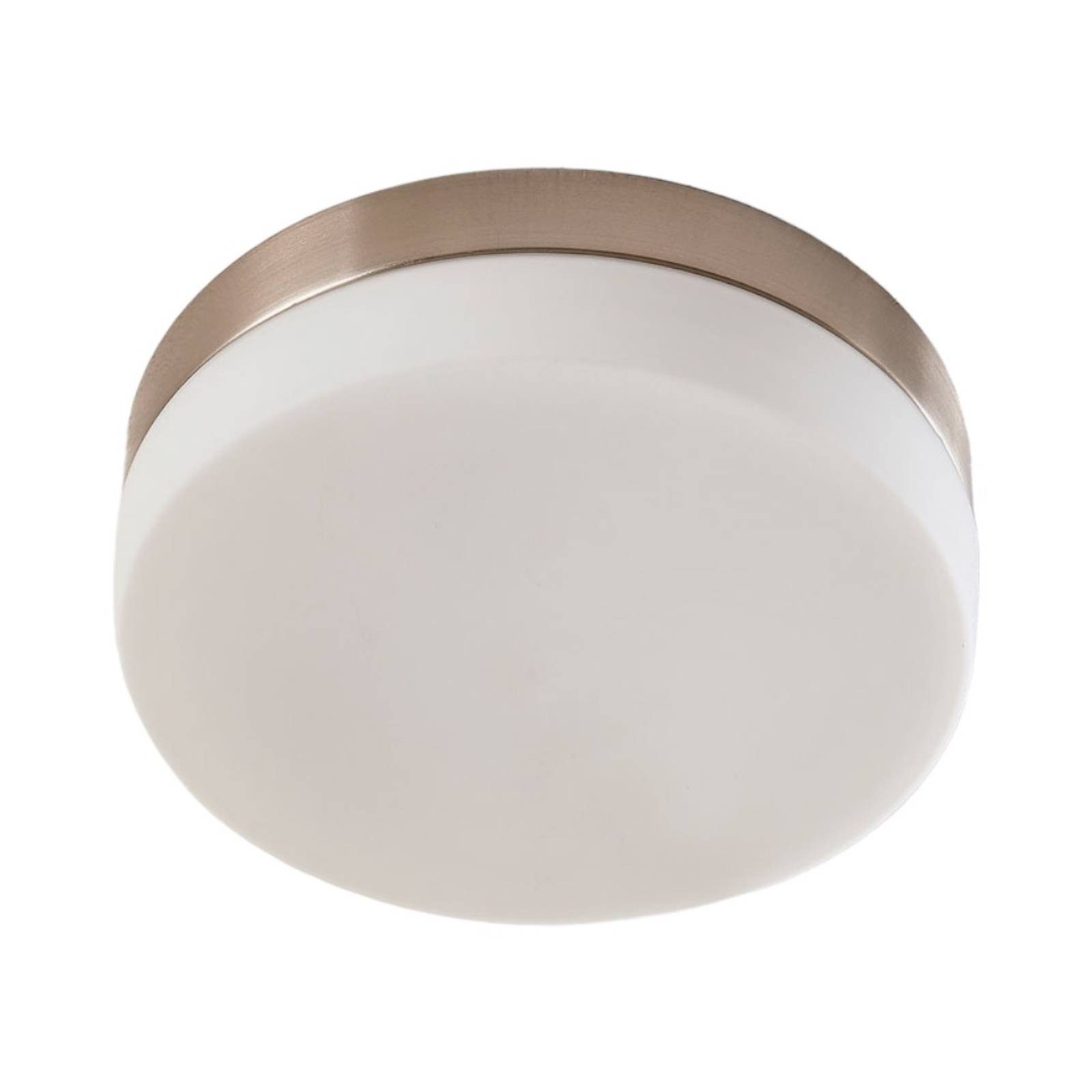 Lindby Deckenleuchten Amilia, dimmbar, Leuchtmittel nicht inklusive, Modern, Glas, Metall, weiß, nickel satiniert, 1 flammig, E27, Bad