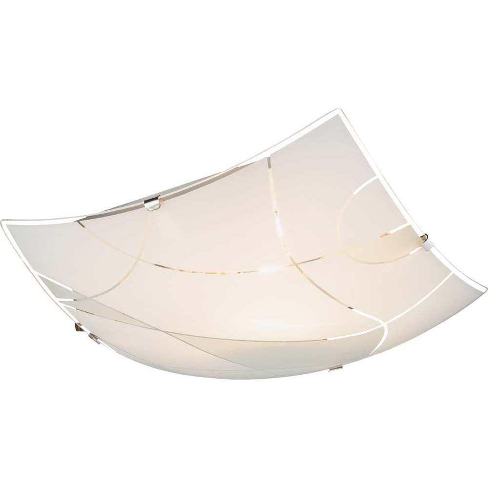 Globo Deckenstrahler, satiniert Design Linien Decken Glas nicht Leuchtmittel Lampe klar Dekor inklusive, Leuchte Steine