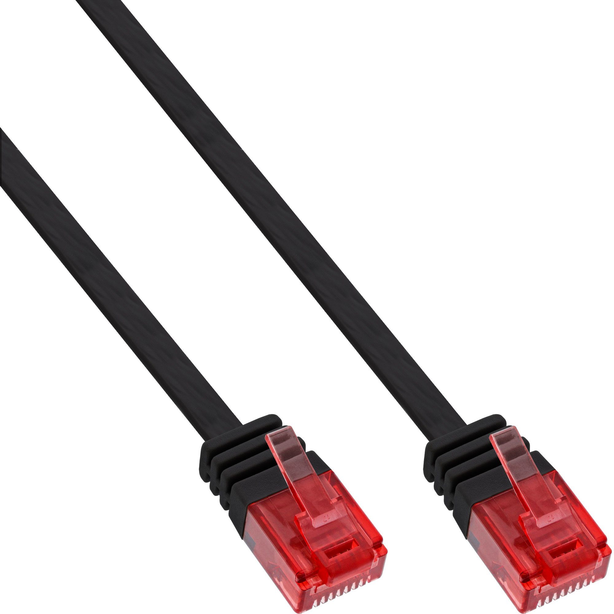 InLine® Patchkabel flach, U/UTP, Cat.6, schwarz, 3m LAN-Kabel