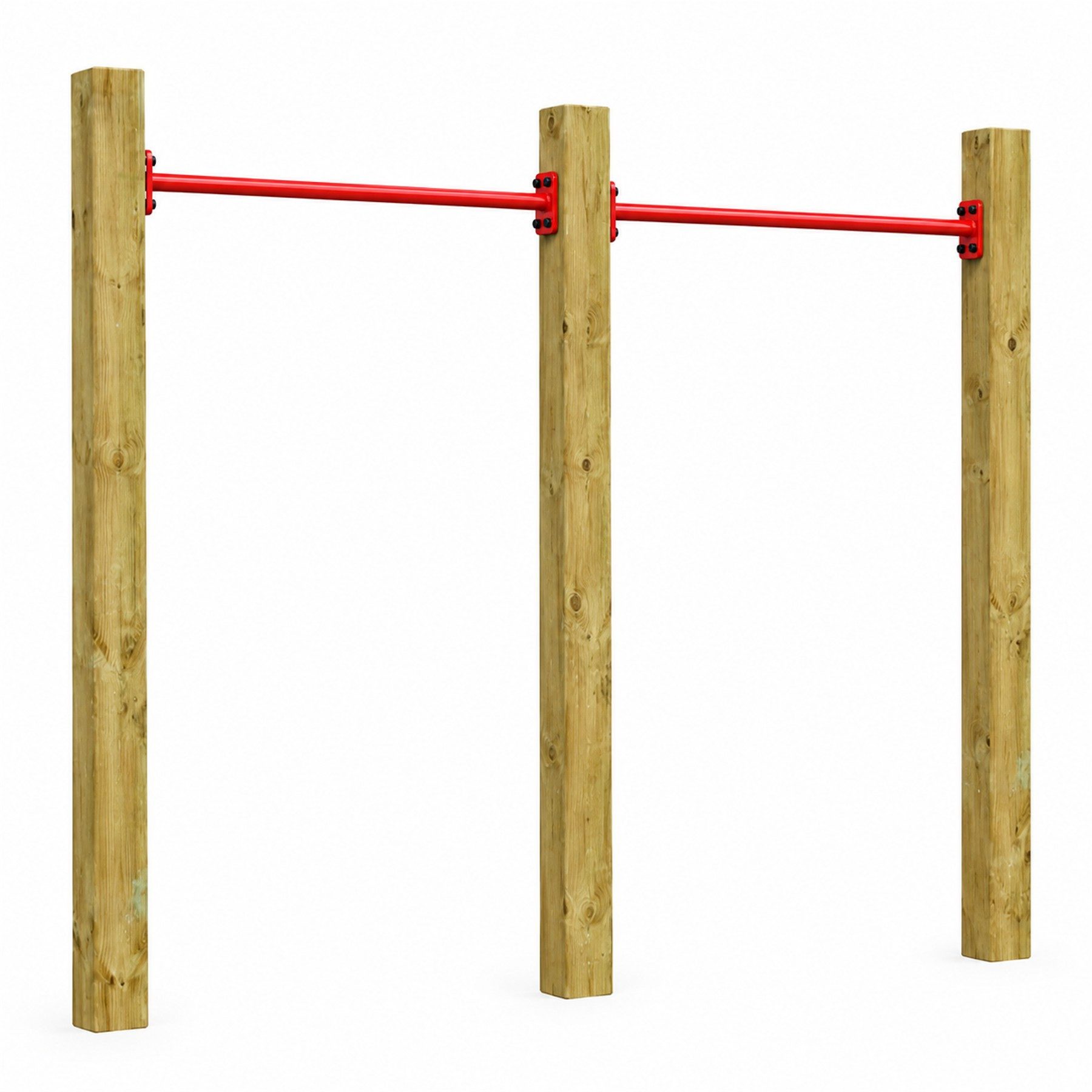 Loggyland Turnreck Doppelreck KDI 11,5 × 11,5 cm mit 2 × 125 cm Reckstangen, rot, Robust, Stabil, Wetterbeständig