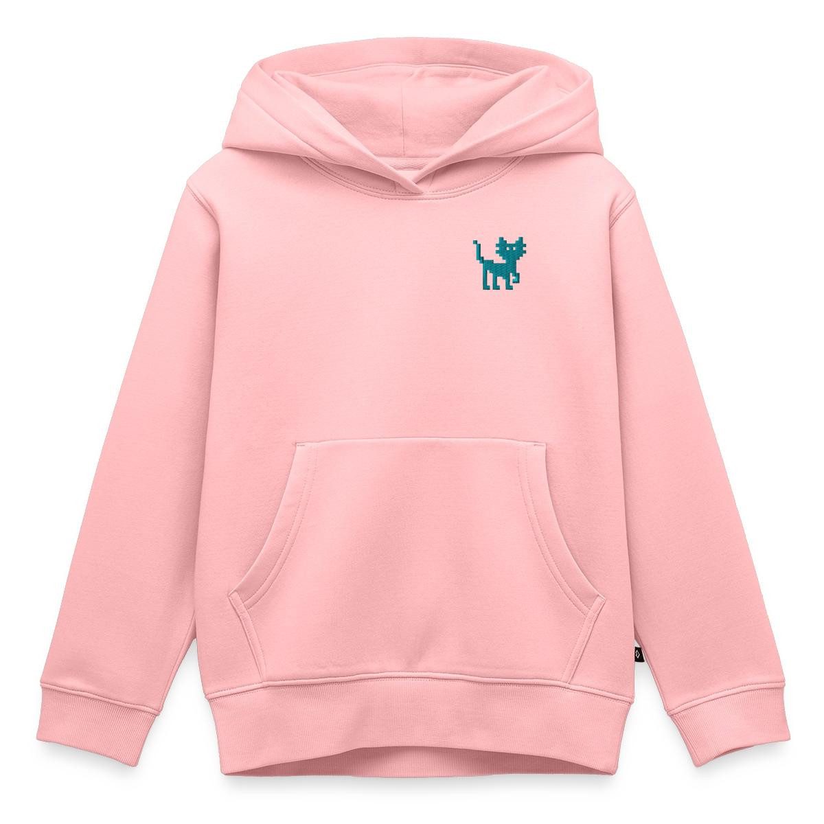 Hoodie Pixel Katze, Katze Bestickt Kinder Premium Hoodie