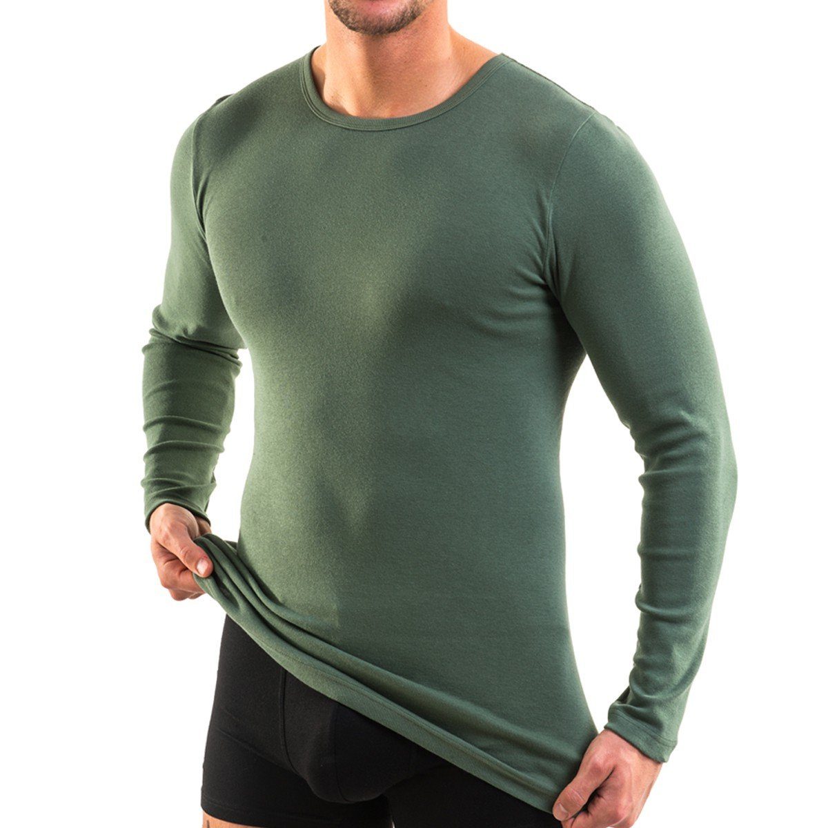 HERMKO Unterziehshirt 3640 Herren langarm Unterhemd aus 100% Bio-Baumwolle, longsleeve Shirt