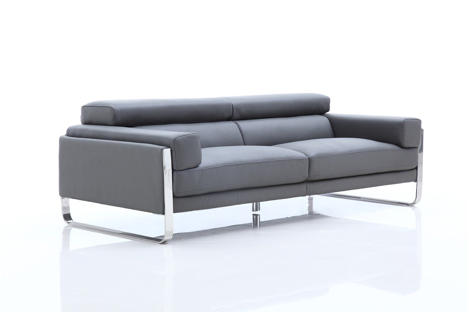 Turin 3-Sitzer Designer 3-Sitzer Edelstahlfüße Sofa Salottini Couch, Leder 3er