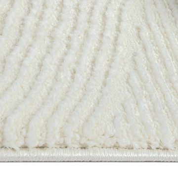 Teppich Moderner Recycling-Teppich ovale Linienformen in creme, Carpetia, rechteckig, Höhe: 12 mm