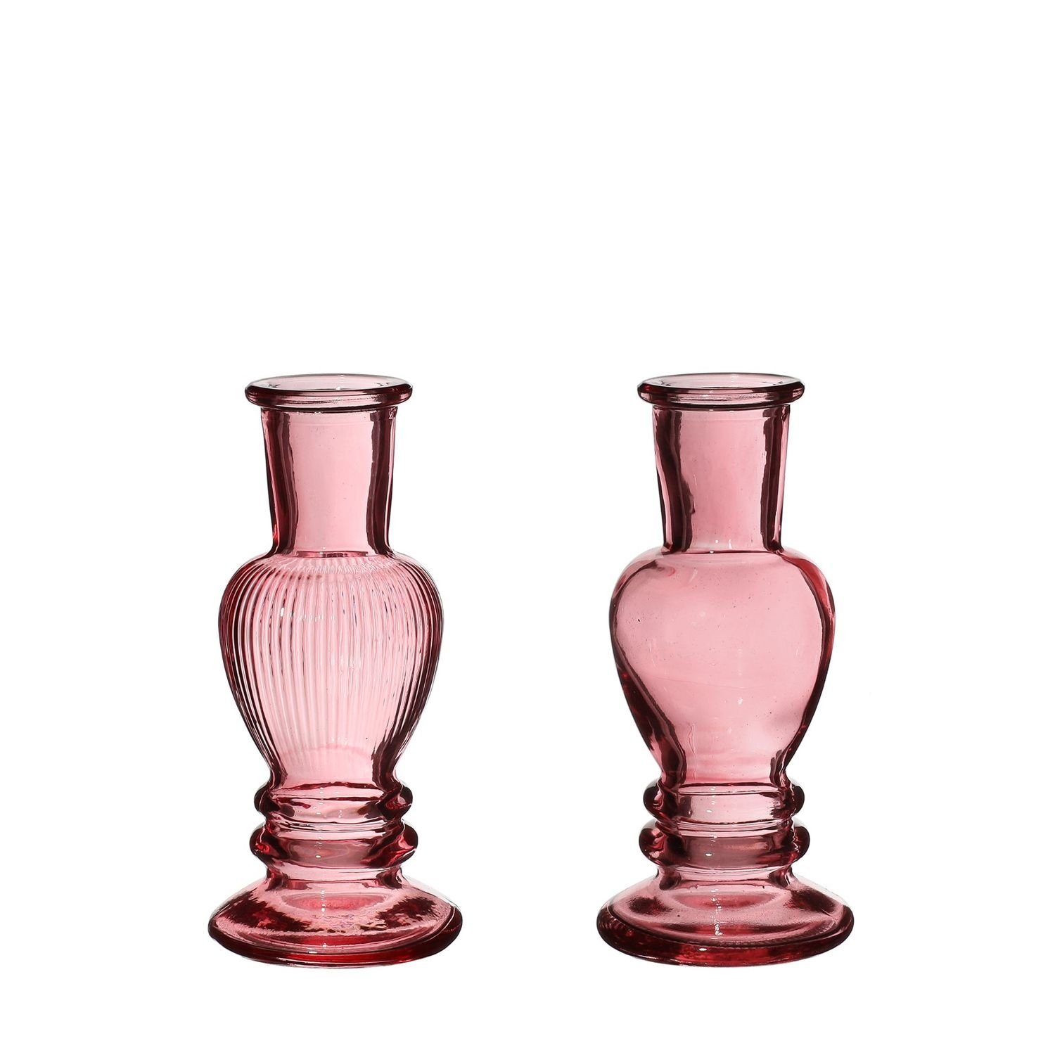 NaDeco Dekovase Glasvase "Venice" 2er Set in Soft Pink, Größe h.11.3 Ø 5cm