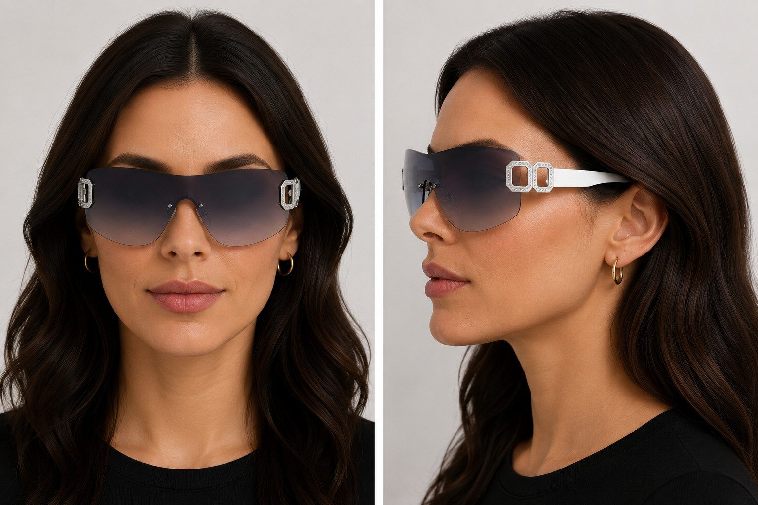 DanCarol Sonnenbrille DC-220- für Damen- das Gestell ist mit auffälligen Metallaplikationen