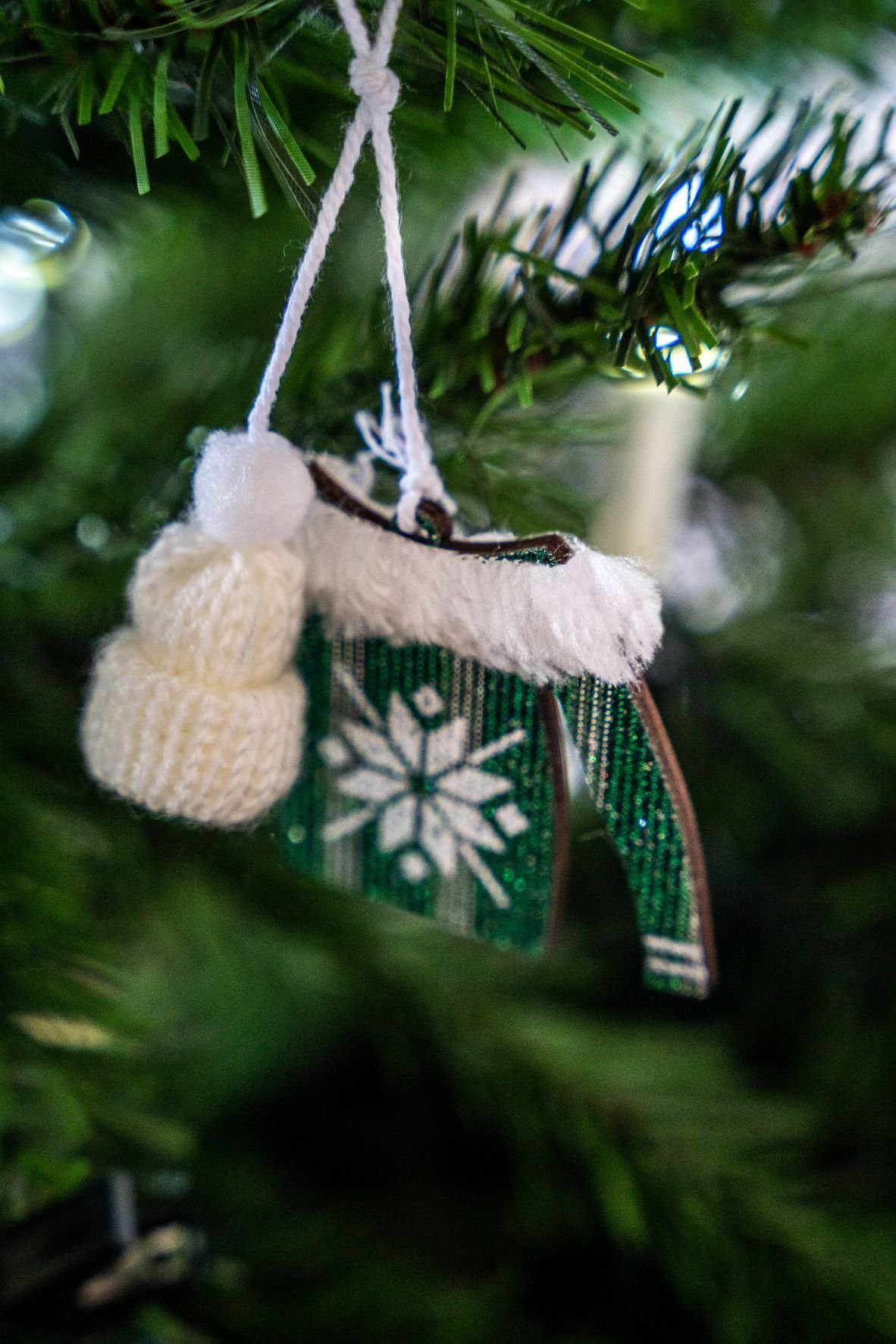 Heitmann DECO Baumbehang Weihnachts Set, aus grün, Holz, Glitzer mit