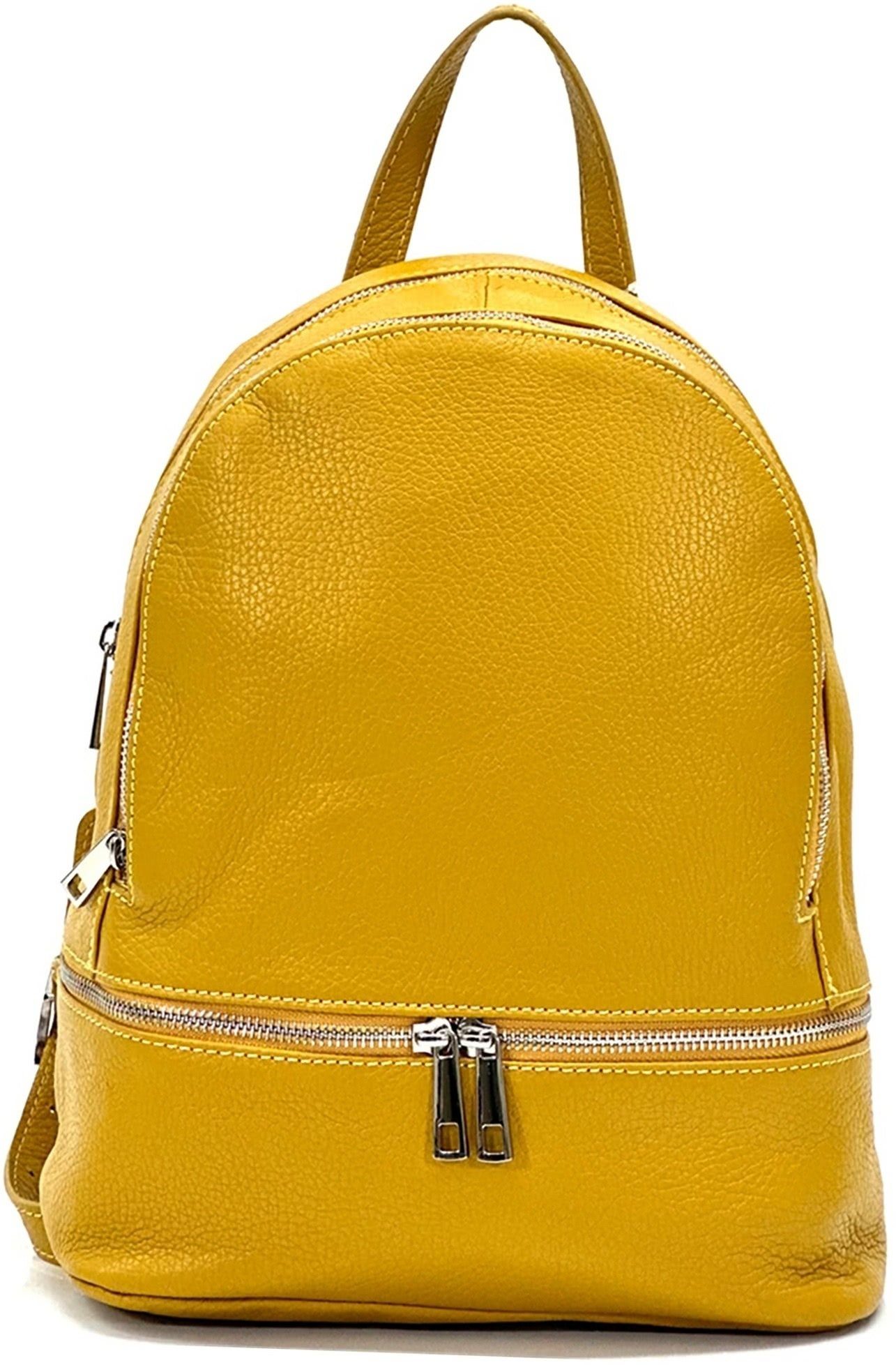 FLORENCE Cityrucksack Rucksack gelb, Italy Damen Tasche Made-In Echtleder Cityrucksack), Damen Florence (Cityrucksack, Echtleder