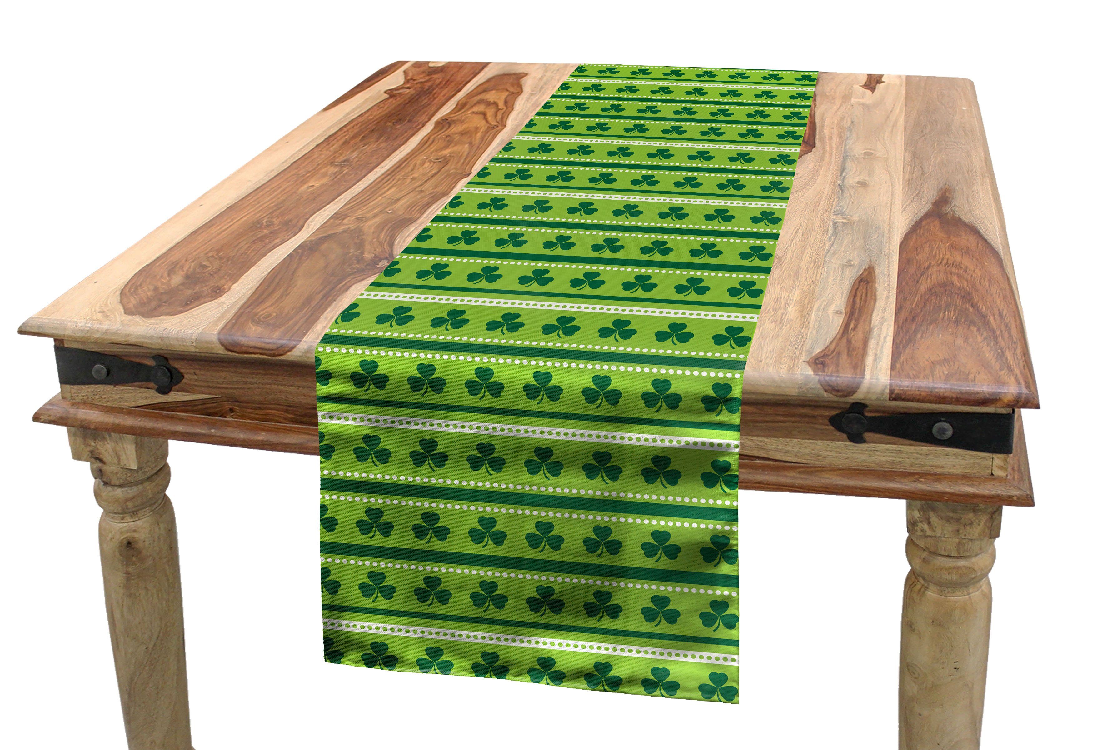 Traditionelle Abakuhaus Rechteckiger Tischläufer, irische Tischläufer Kleeblätter Dekorativer Esszimmer Grün Küche
