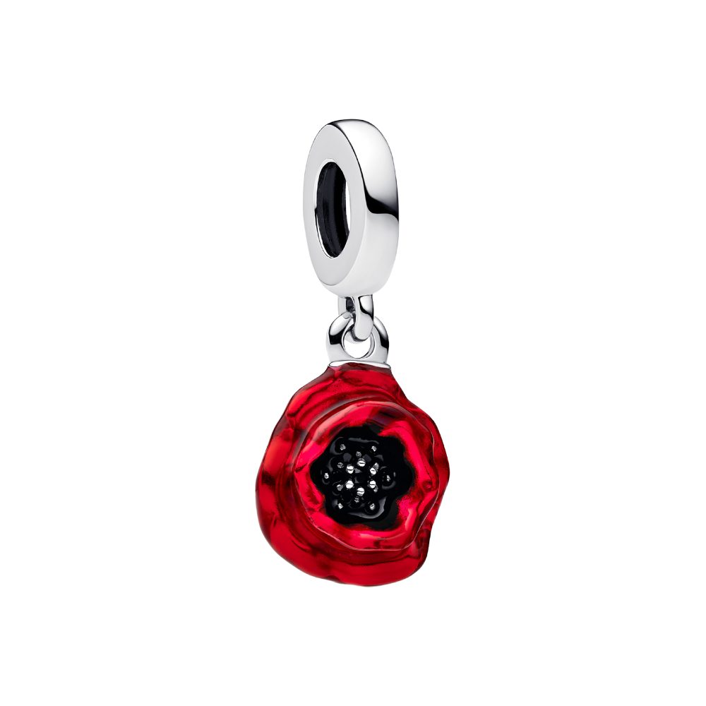 Pandora Charm-Einhänger 793917C01, blühende Mohnblume