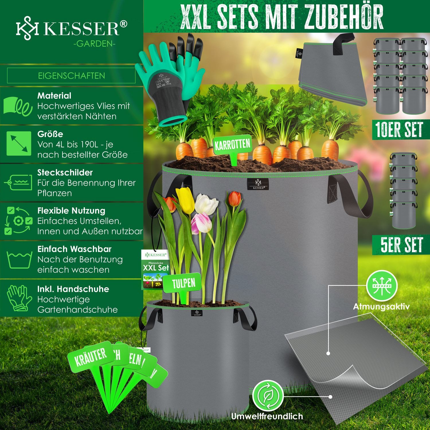 KESSER Pflanzkübel, Pflanzsäcke aus Vlies Kartoffel günstig online kaufen