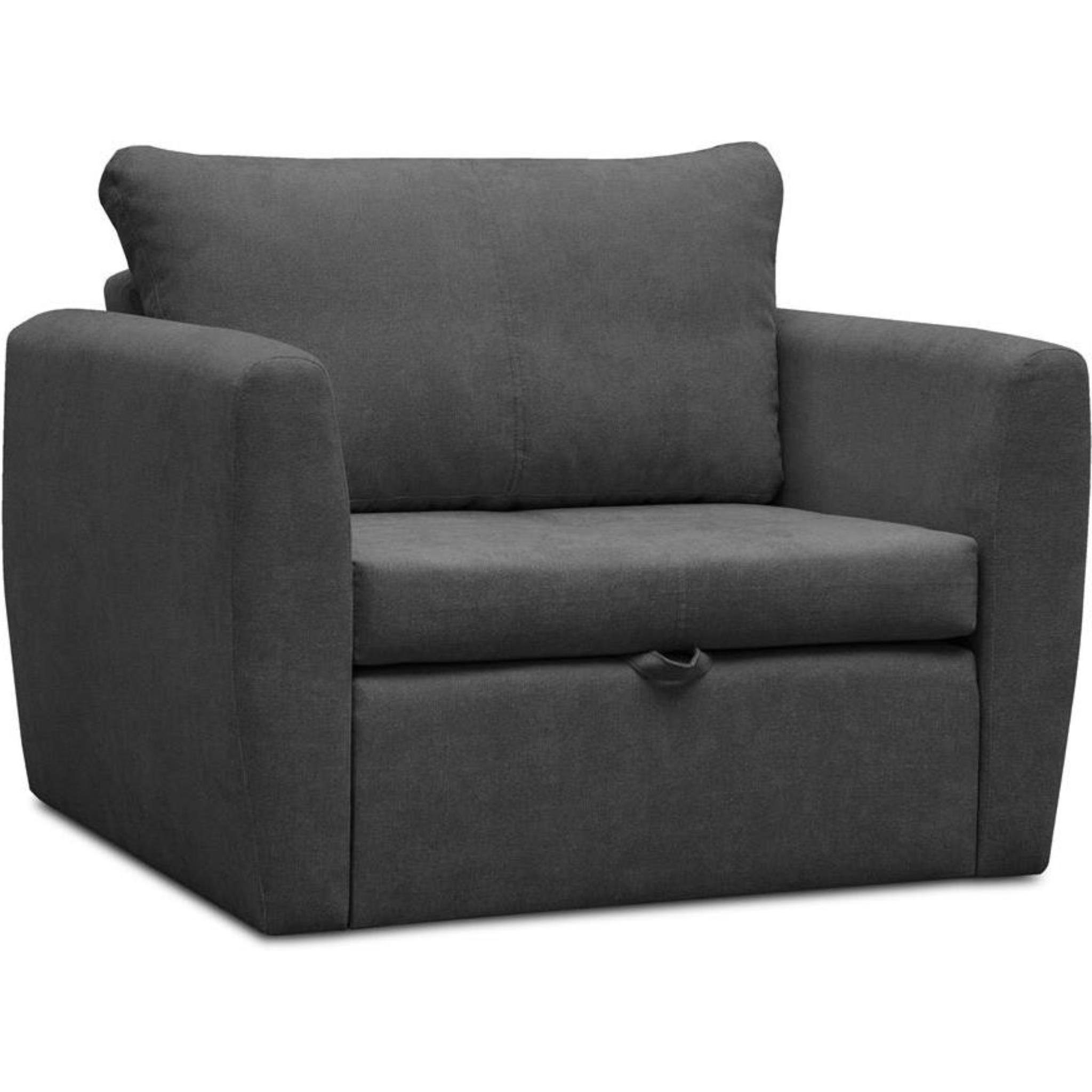 (Modern Sofa, Schlaffunktion, Kamel Schwarz 1-Sitzer (alfa Wohnzimmersessel), Polstersessel Bettkasten, Beautysofa 21) Relaxsessel mit