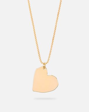 Malaika Raiss Kette mit Anhänger Mad Love Halskette Damen Gold mit Herz Anhänger 45 cm, Silber 925, 24 Karat vergoldet
