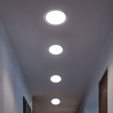 etc-shop LED Einbaustrahler, LED-Leuchtmittel fest verbaut, Warmweiß, 6er Set LED Einbau Leuchten Chrom Flur Strahler rund Wohn