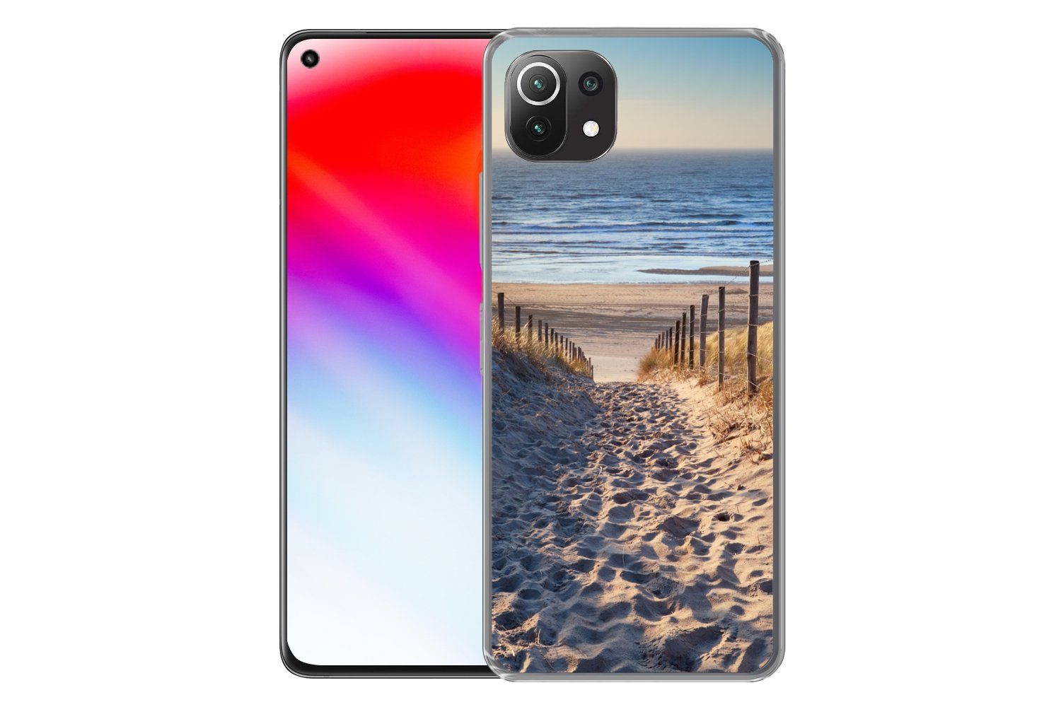 MuchoWow Handyhülle für Xiaomi Mi 11 Lite Strand - Meer - Niederlande - Dünen - Sonne, Phone Case, Silikon, Schutzhülle Dünn