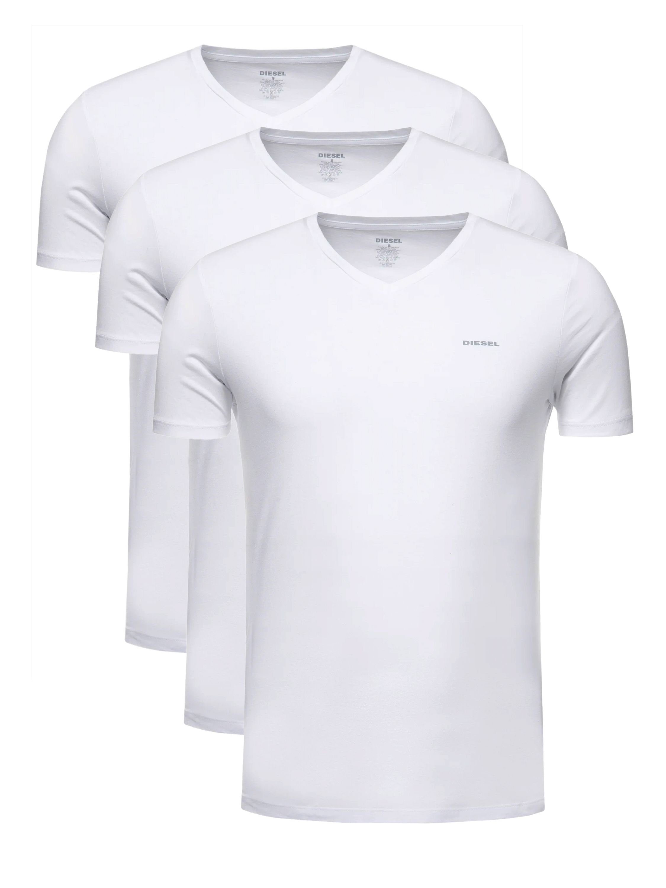 Diesel V-Shirt Slim Fit Basic Weiß - JAKE 0AALW (3-tlg., 3er-Pack)