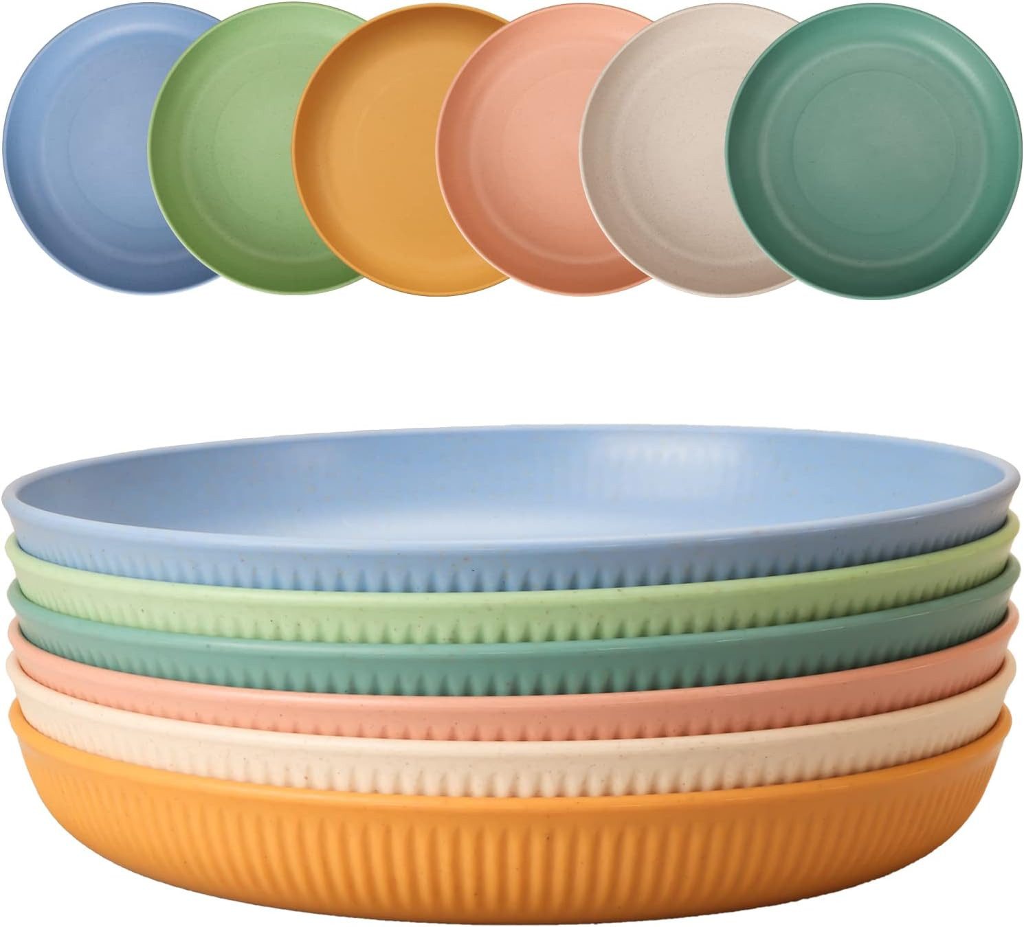 FELIXLEO Teller 6 Stück Kunststoff Teller Set Tief Picknickteller 22,5cm Camping, (1 St)