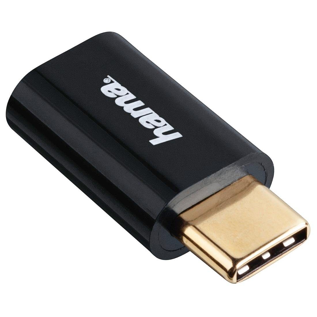 Hama USB C Adapter, USB-C-Stecker auf Micro-USB-Buchse vergoldet, geschirmt USB-Adapter  USB Typ C zu Micro-USB