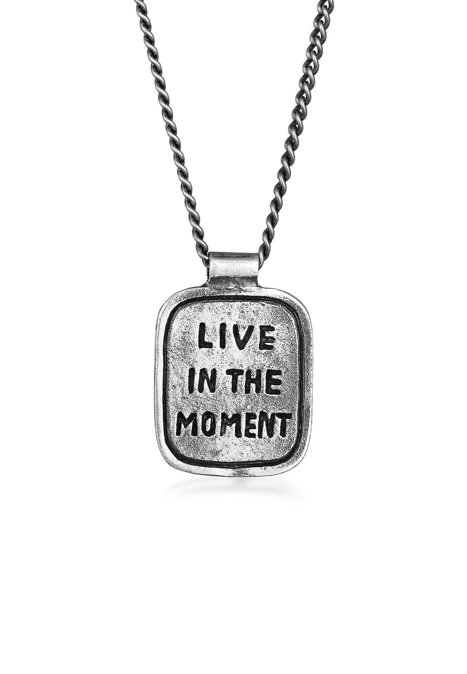 Lange Kette Dog Tag Gravur - The Moment 925 Silber