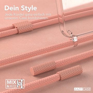 EAZY CASE Handykette Apple iPhone 13 Mini Chain Eyelets Rope Set Coral 12 - Coral 12 5,4 Zoll, Hülle mit Band 2in1 Handyband Etui Case mit Kordel Altrosa Koralle