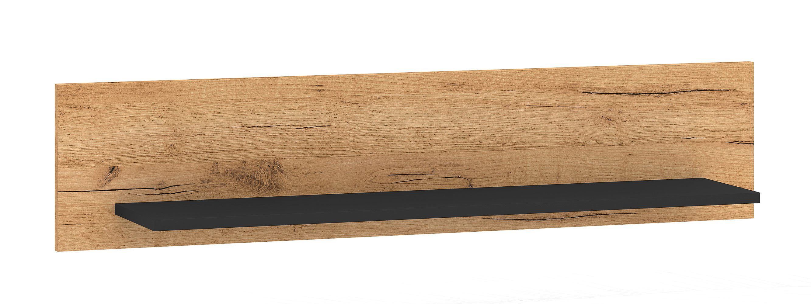 Feldmann-Wohnen Wandregal Urso, mit Ablageboden 1-tlg., 100x22x24cm Gold Craft Eiche schwarz