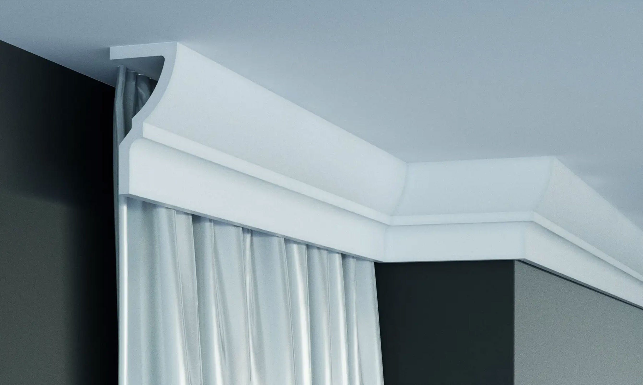 PROVISTON Stuckleiste Polyurethan, 100 x 50 x 2000 mm, Weiß, Deckenleiste, Kleben, Polyurethan, 1-St.