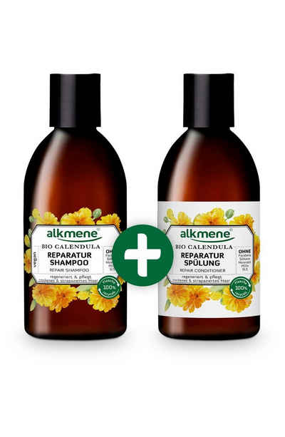 alkmene Haarpflege-Set Reparatur Shampoo & Spülung Bio Calendula - Haarpflege Set vegan, 2-tlg.