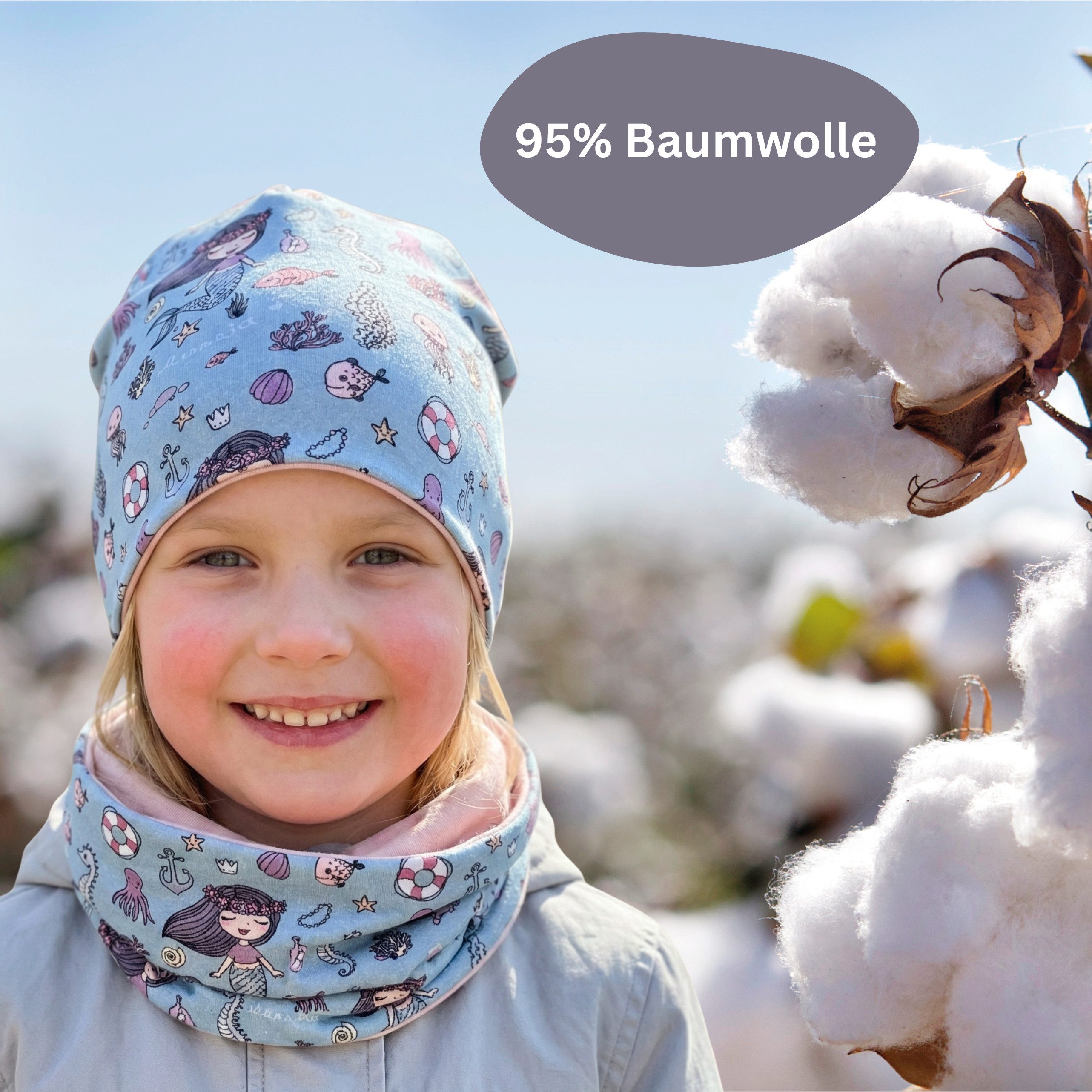 HECKBO Beanie HECKBO Kinder Mädchen Jungen Beanie Mütze & Loop-Schal Set – Bild 4 von 5
