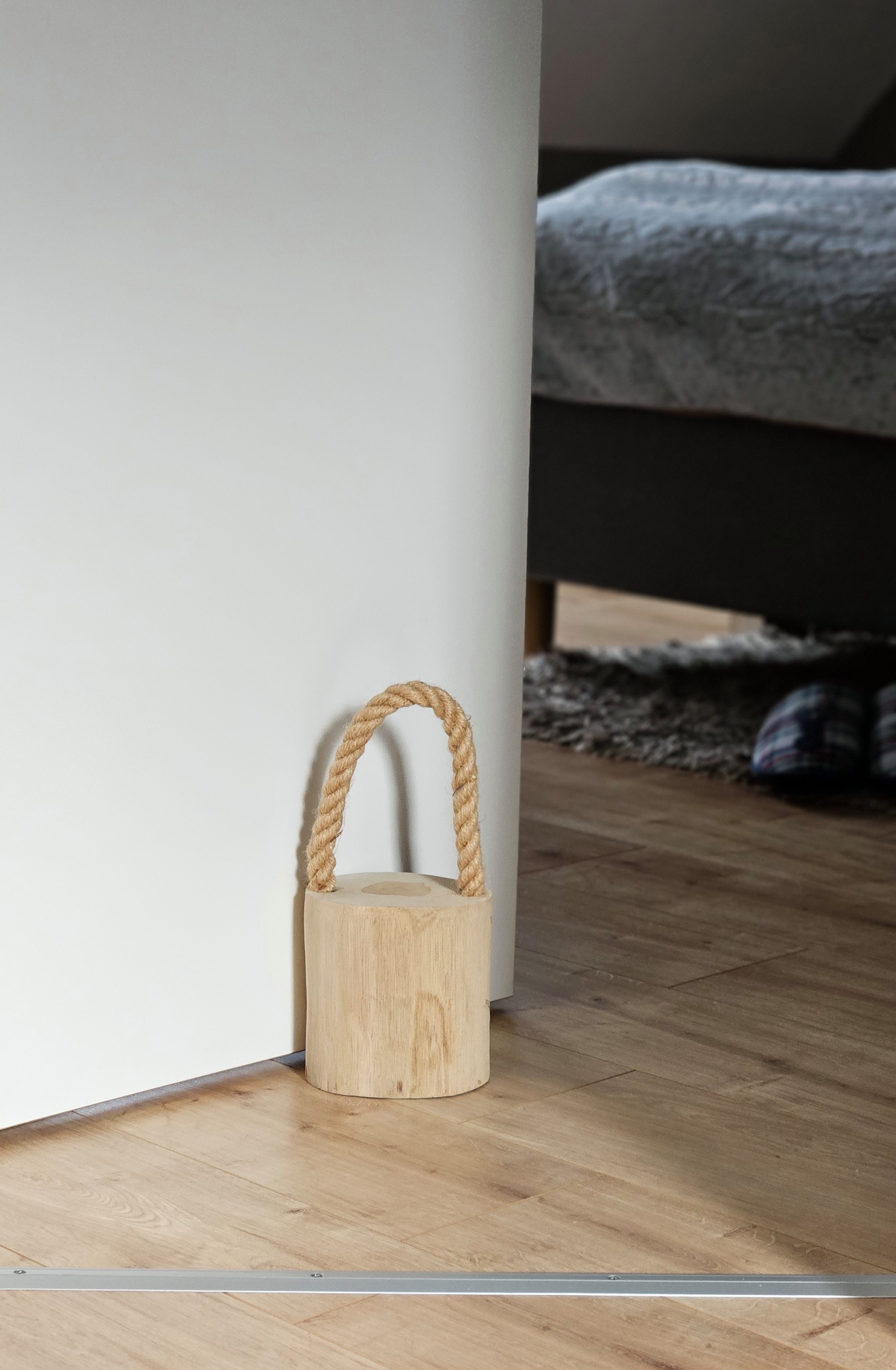 Meinposten Türstopper Holz 1,4 kg Maritim Rustikal Holzstamm mit Kordel Teakholz Natur (1 St) – Bild 3 von 5