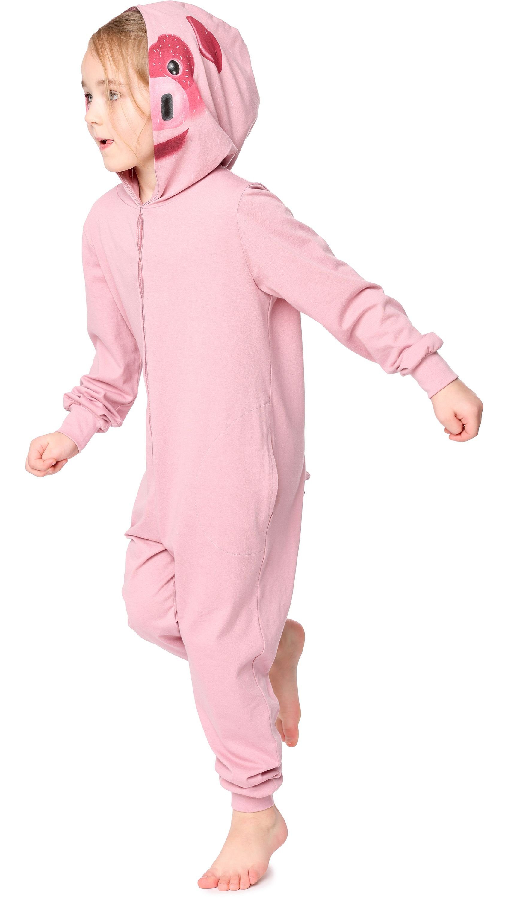 Ladeheid Schlafanzug Kinder Schlafoverall aus Baumwolle Tiermotiv Verkleidung LA40-232 ohne Rosa Schweinchen