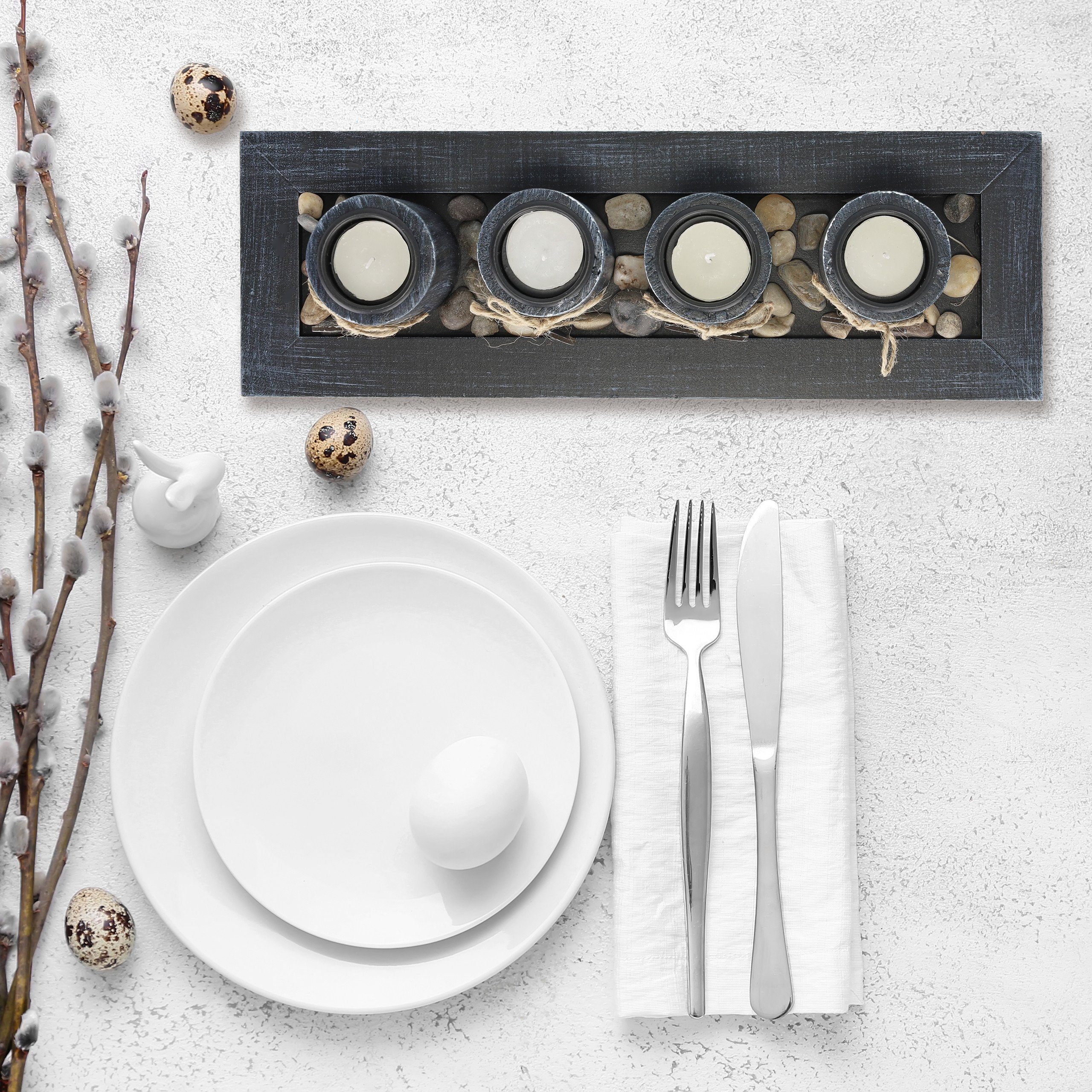 relaxdays Teelichthalter mit Tablett Teelichthalter Set "Home" mit Tablett günstig online kaufen