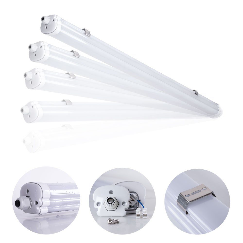 LED-Leuchtmittel Feuchtraumwannenleuchte 4x Deckenleuchte fest LED verbaut, Deckenleuchte, 150 etc-shop cm Feuchtraum Kaltweiß, 48W