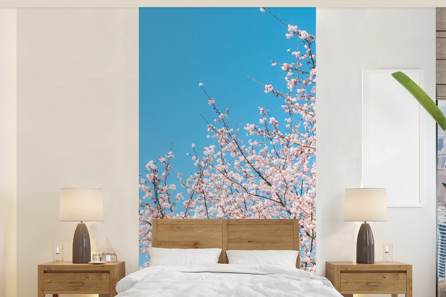 MuchoWow Fototapete Kirschbaum - Japan - Blüte, Matt, bedruckt, (2 St), Vliestapete für Wohnzimmer Schlafzimmer Küche, Fototapete