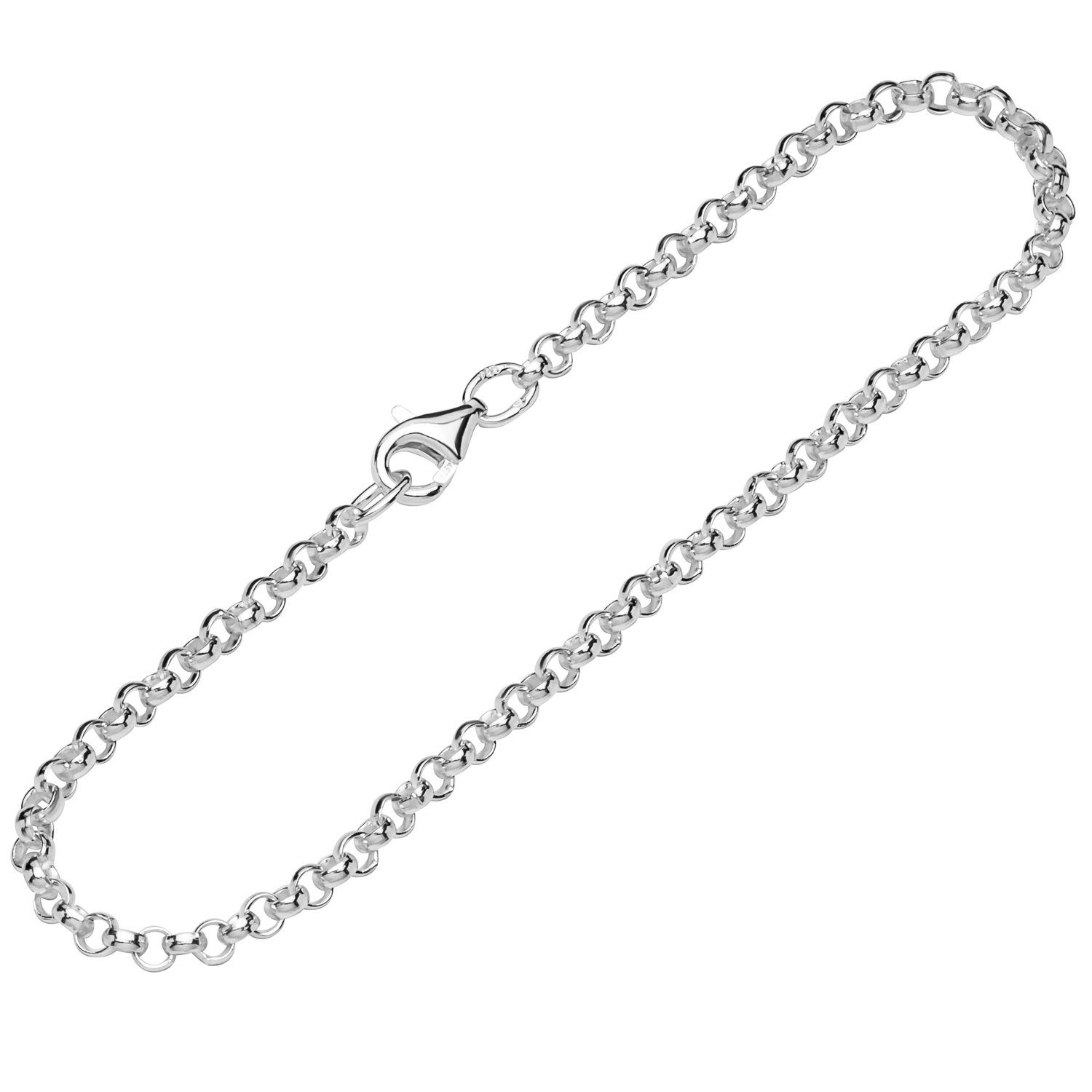 NKlaus Silberarmband Armband 925 Sterling Silber 19cm Erbskette rund we (1 Stück), Made in Germany