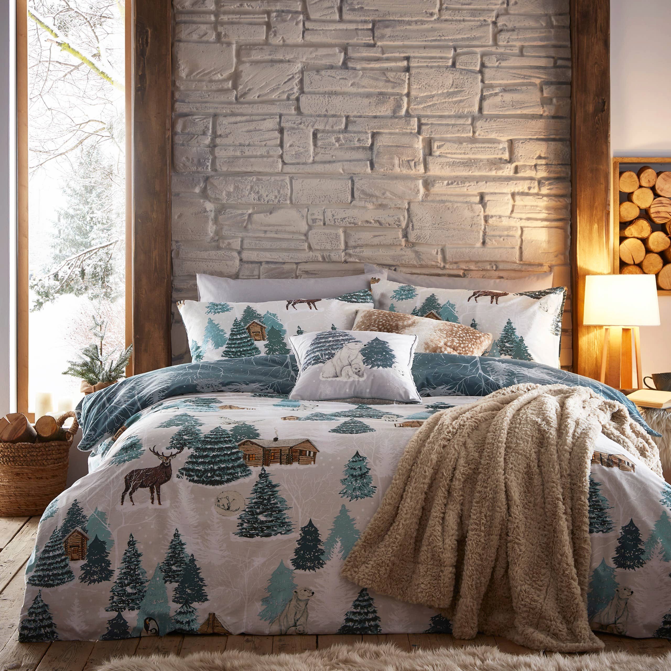 Riva Home Wendebettwäsche Arcticus Bettwäsche Waldtiere im Winter Wendebettwäsche vintage, Arcticus Bettwäsche Waldtiere im Winter Wendebettwäsche vintage